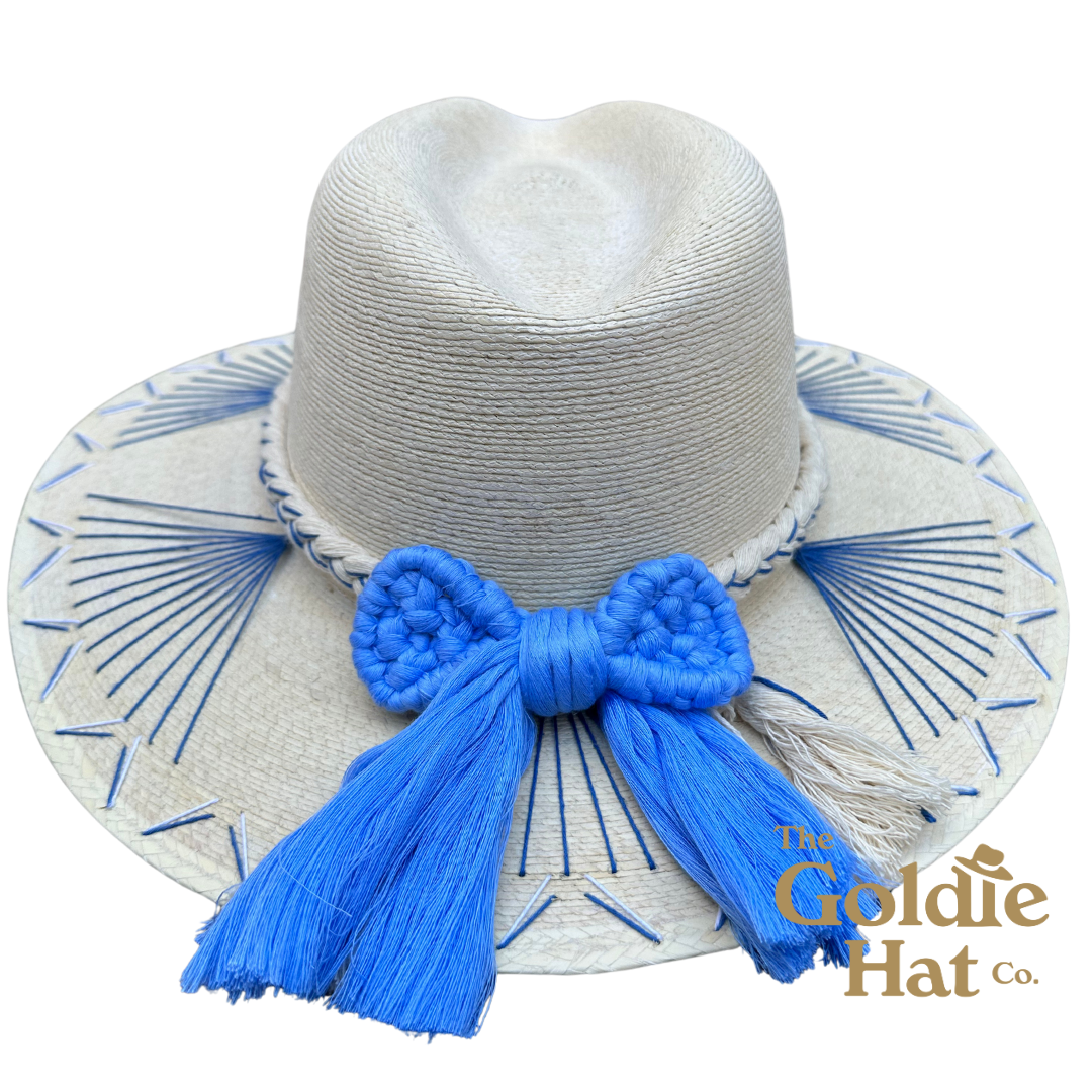 Multi Blue Bow Palma Hat