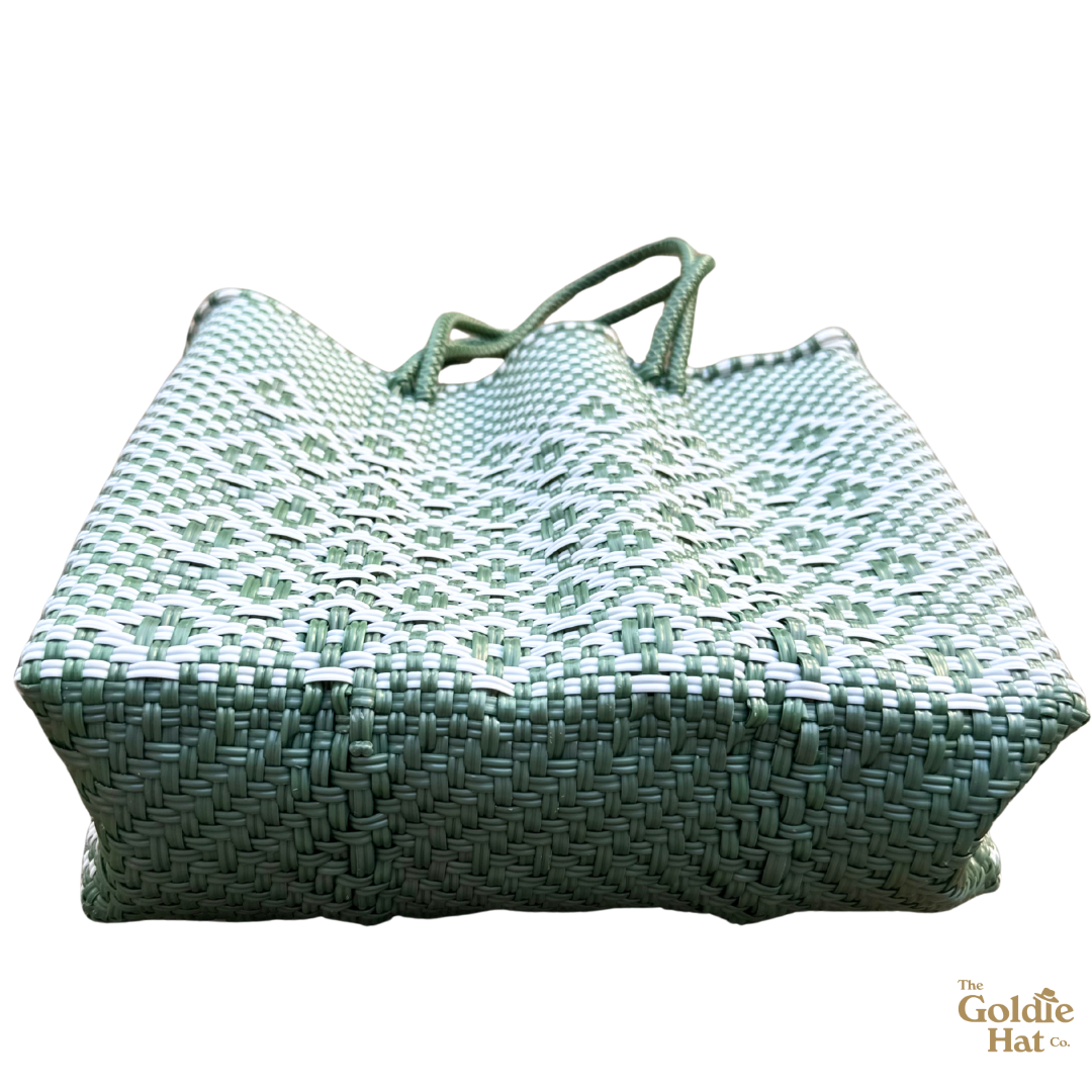 Goldie Small Bag in Green & White