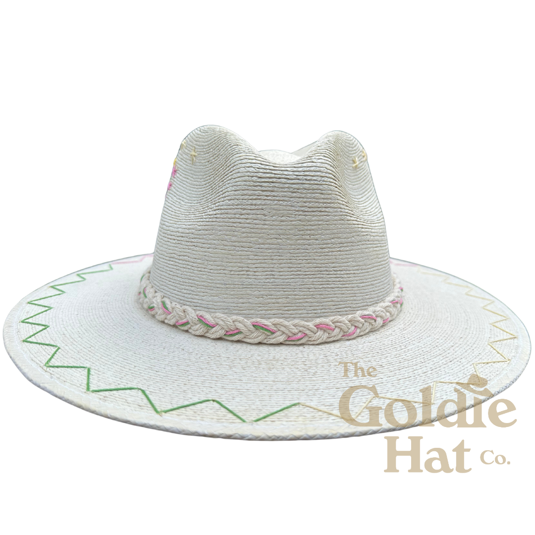 Margarita Floral Hat with Multicolor Band